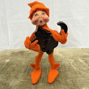 VTG Annalee Dolls. 5" Orange Elf w/Black Cat Cookie Cutter.  1995